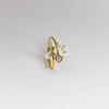 Gold ring with a heart-shaped diamond on a white background