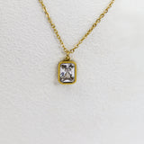 Classic Emerald Cut Clear Stone Necklace