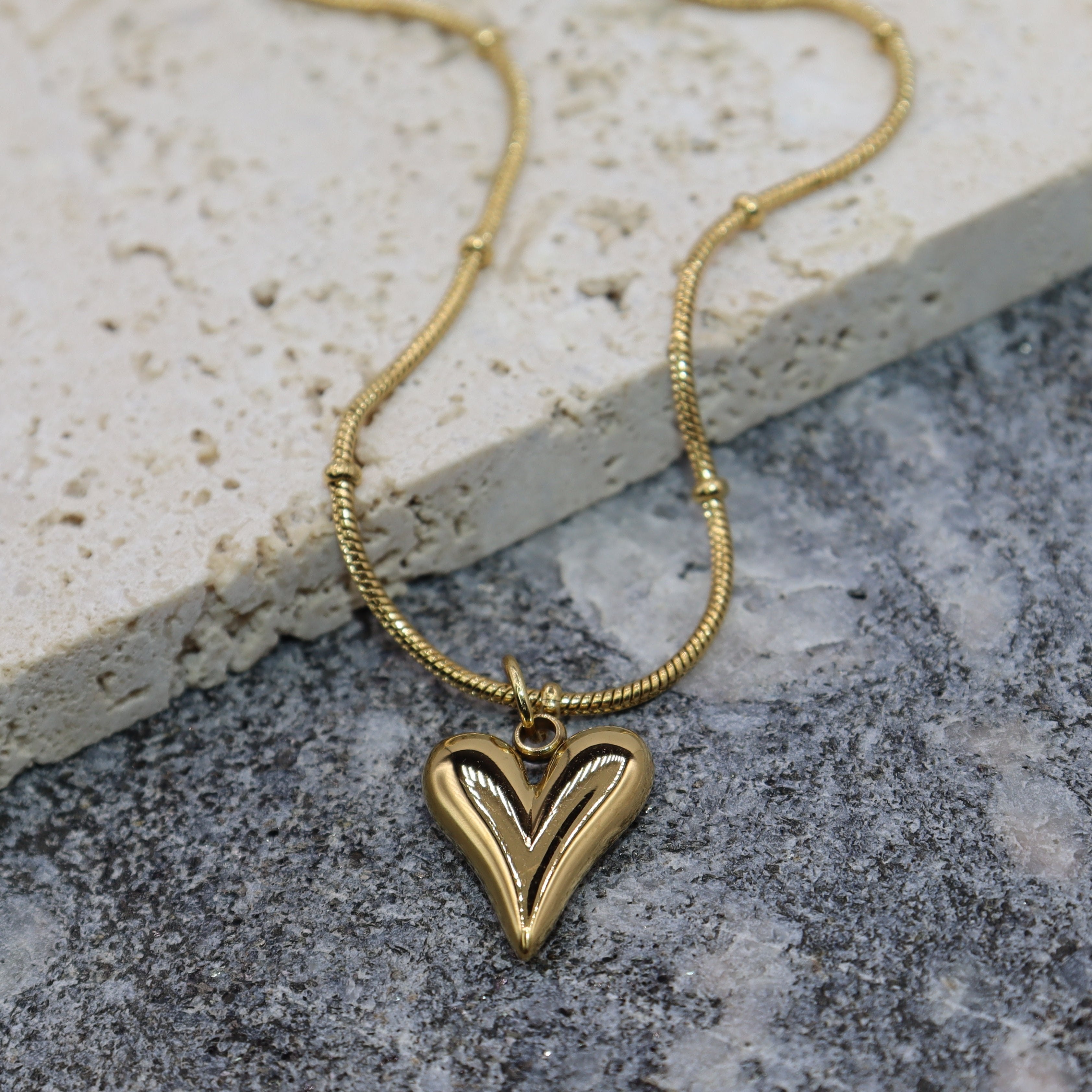 Ball Chain Heart Necklace - Adorn-iq
