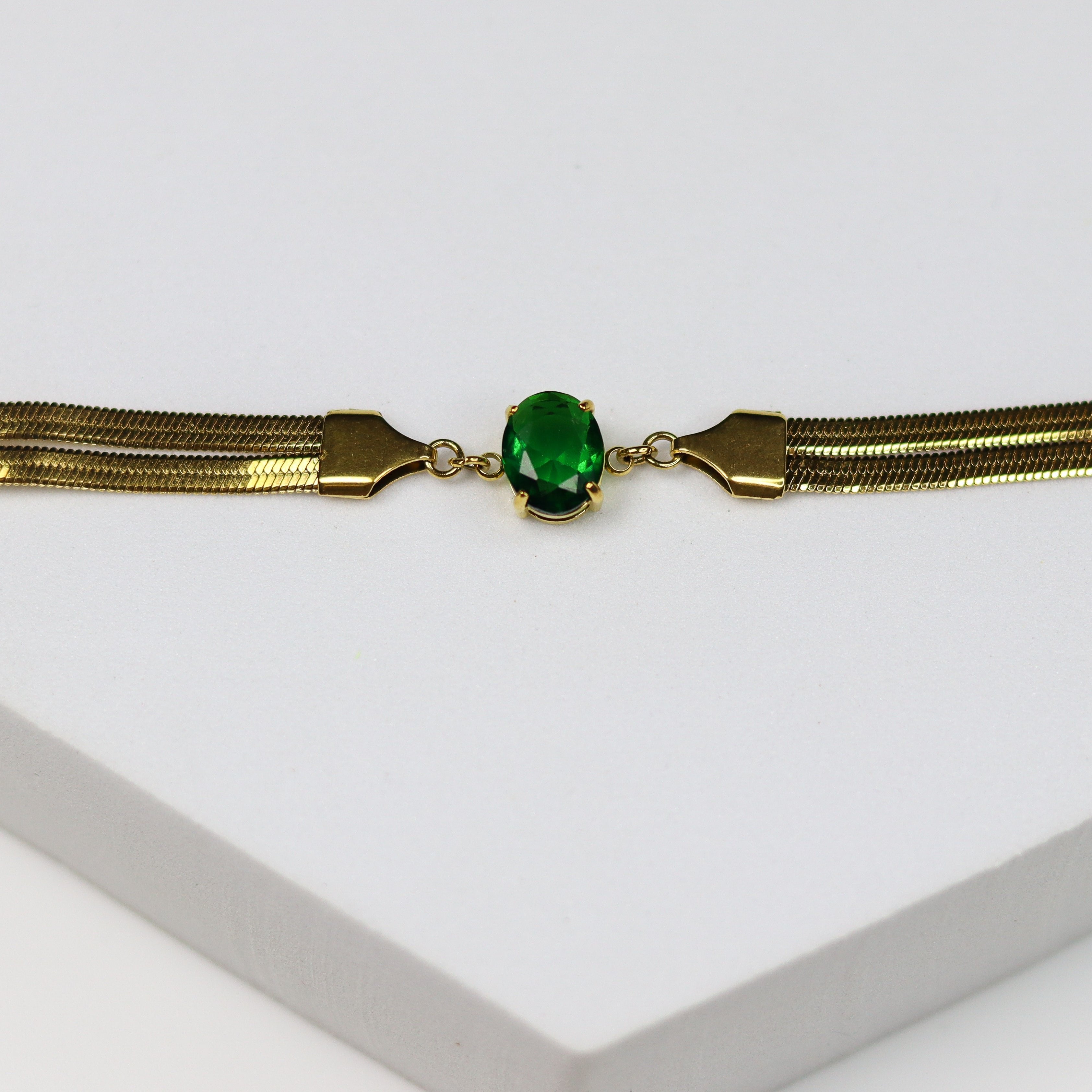 Emerald Snake Chain Bracelet - Adorn-iq