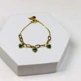 Emerald Heart Chain Bracelet - Adorn-iq