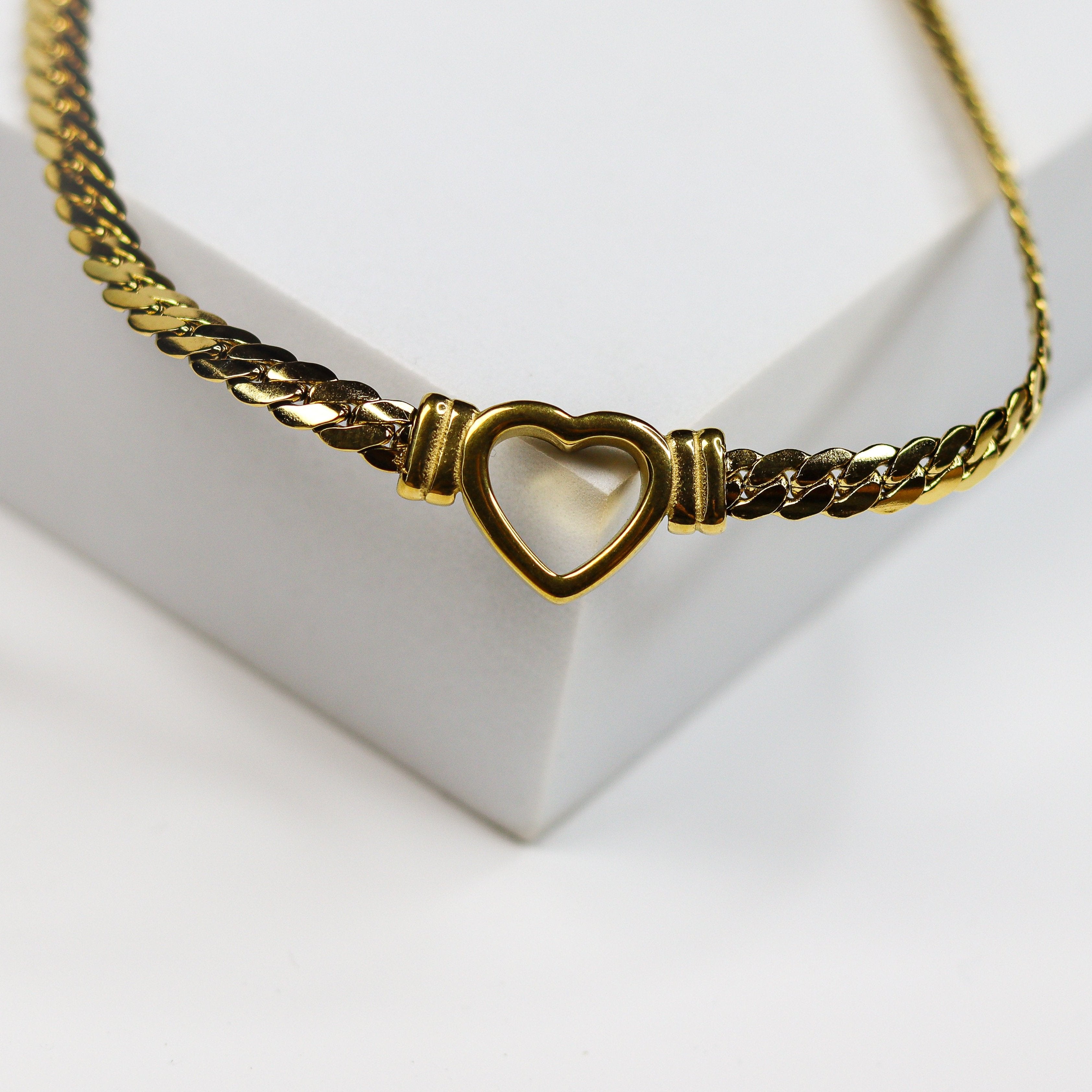 Chunky Heart Chain Necklace - Adorn-iq