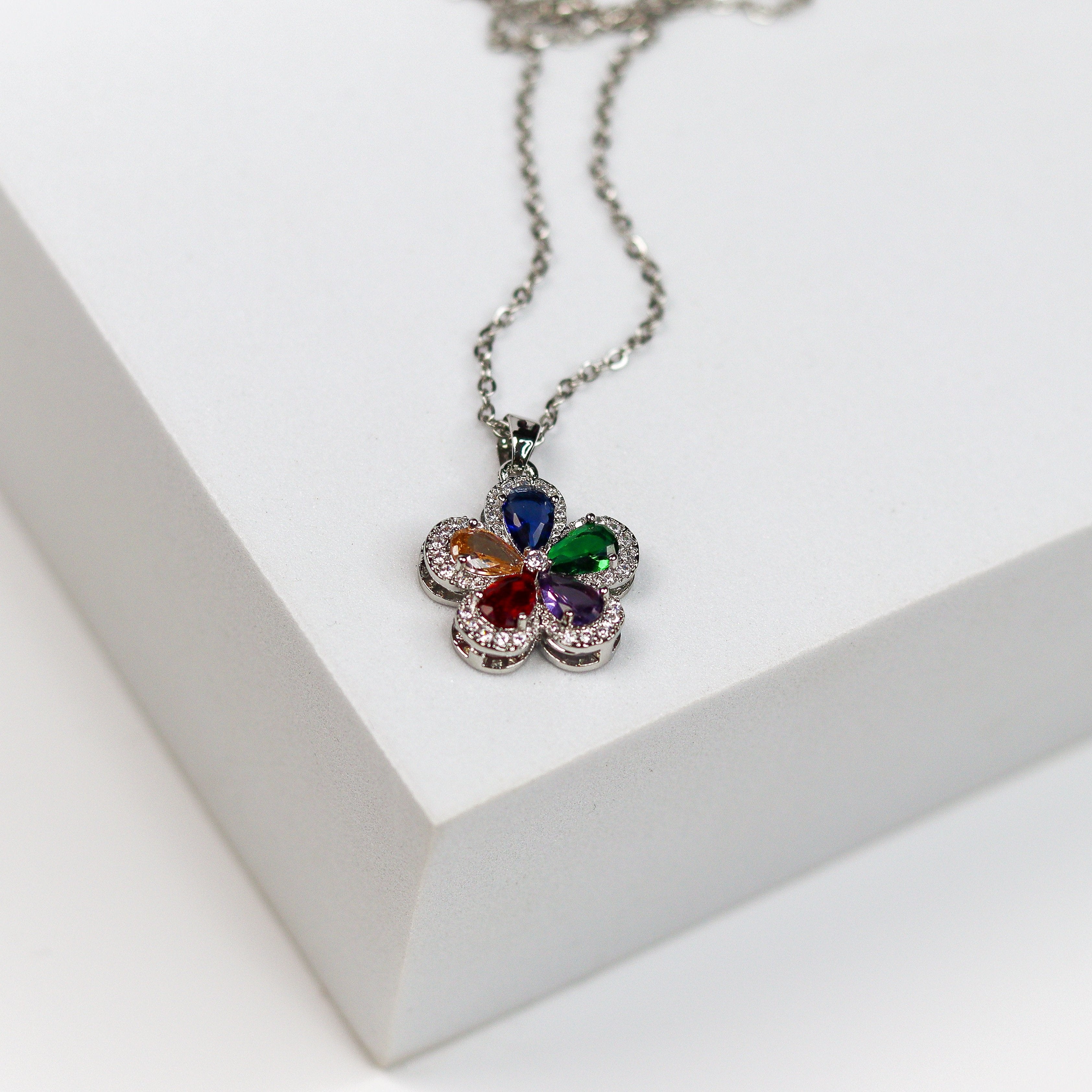 Multi-Stones Floral Necklace - Adorn-iq