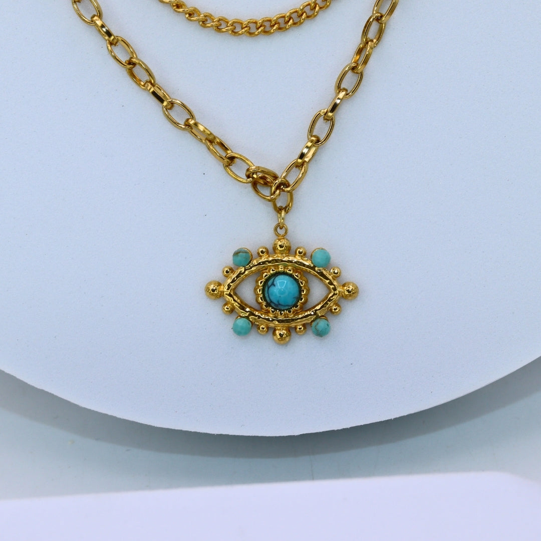 Layered Evil Eye Necklace - Adorn-iq