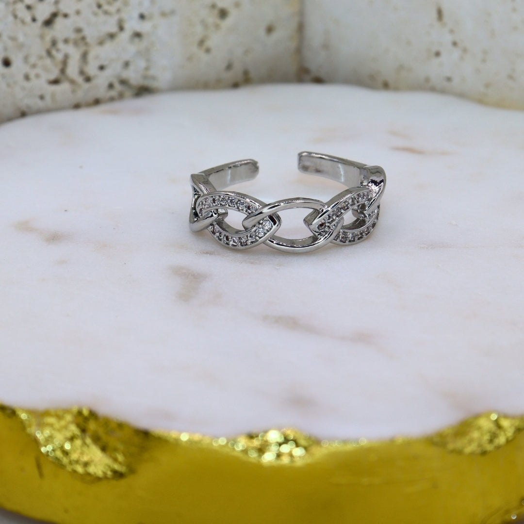 Leaf Link Stone Ring - Adorn-iq