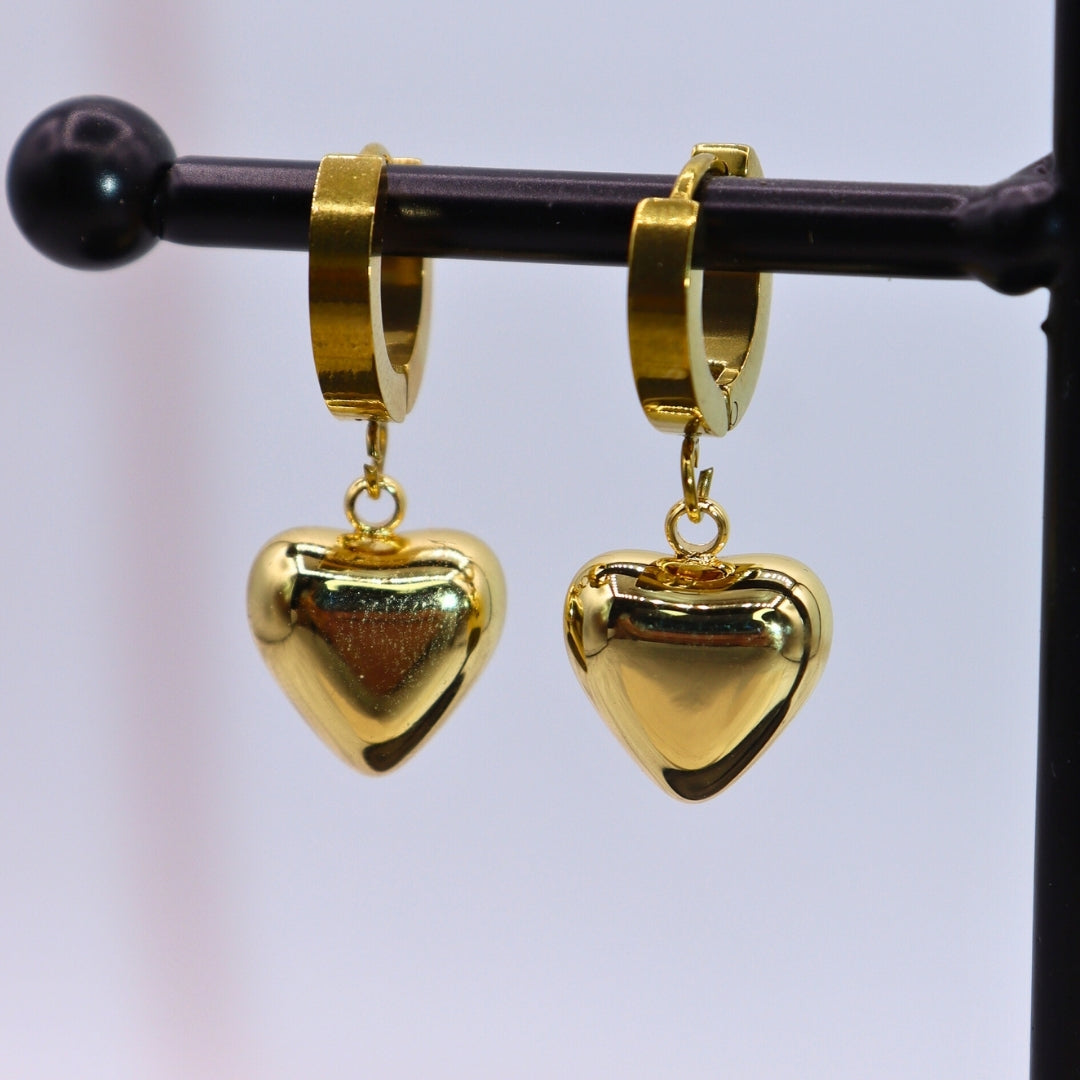 Minimal Heart Drop Bali Earrings - Adorn-iq