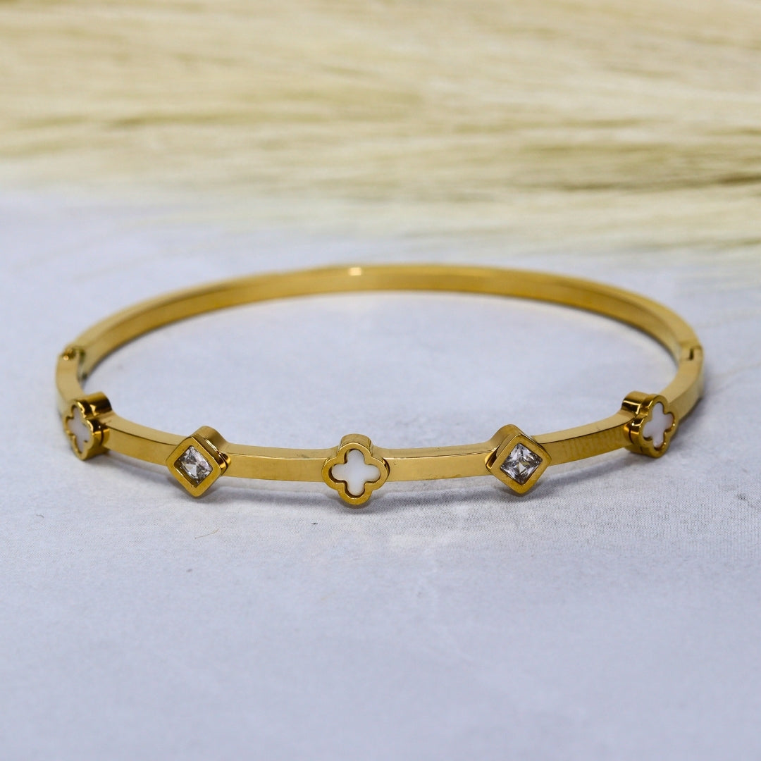 Minimal White Cover Bangle Bracelet - Adorn-iq