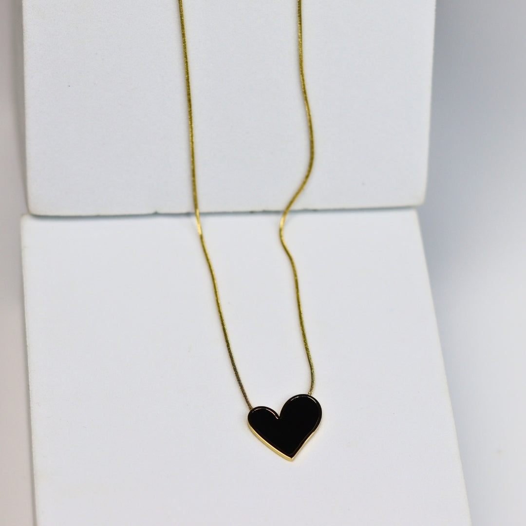 Modern Heart Necklace Black