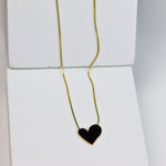 Modern Heart Necklace Black
