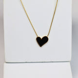 Modern Heart Necklace Black