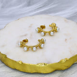 Pearl Ball Half Hoops - Adorn-iq