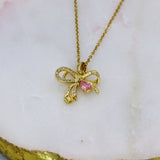 Pink Crystal Bow Necklace - Adorn-iq