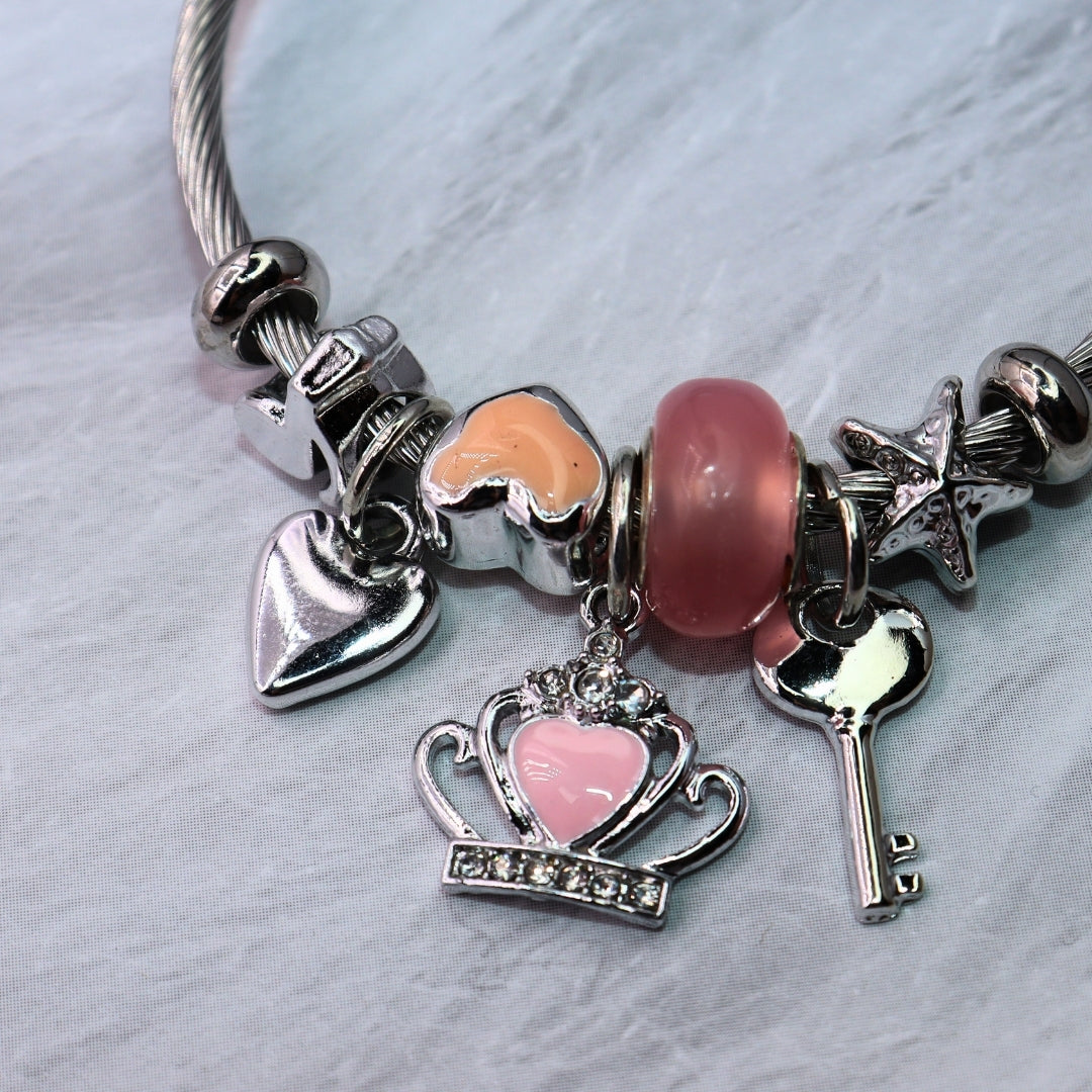 Pink Heart Charm Bracelet - Adorn-iq