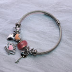 Pink Heart Charm Bracelet - Adorn-iq