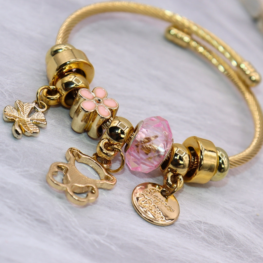 Pink Teddy Charm Bracelet - Adorn-iq