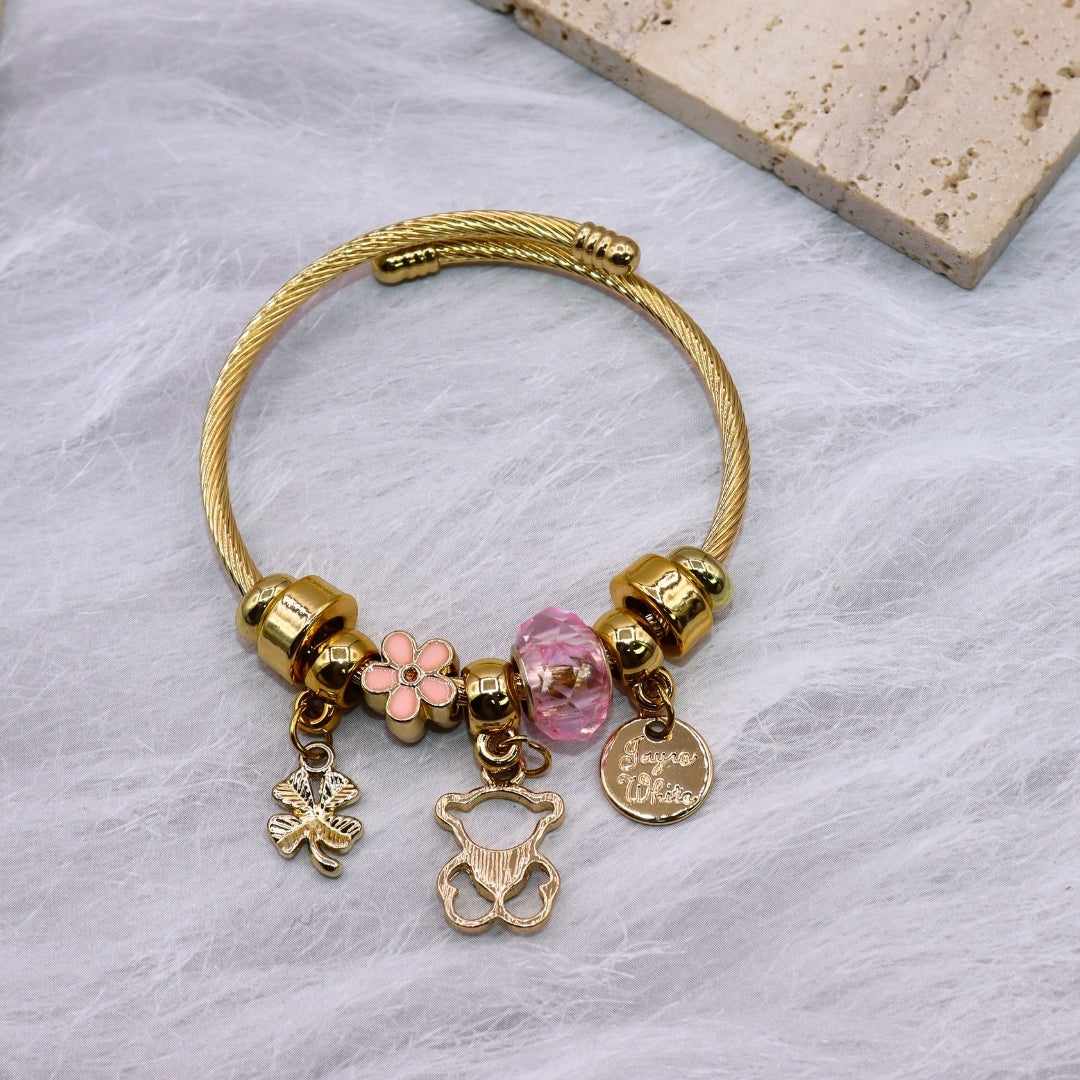 Pink Teddy Charm Bracelet - Adorn-iq