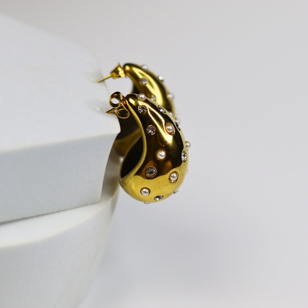 Studded Glazed Drop Earrings - Adorn-iq