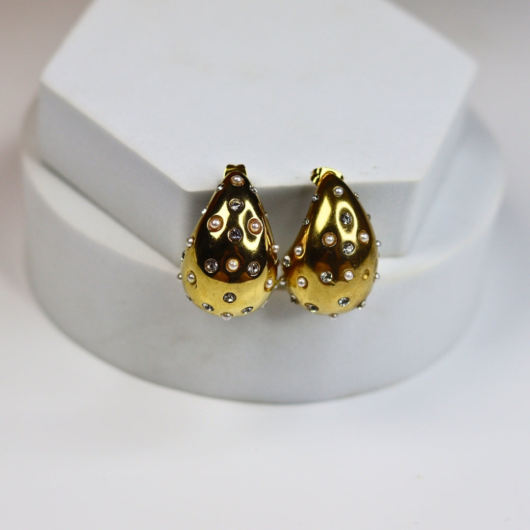 Studded Glazed Drop Earrings - Adorn-iq