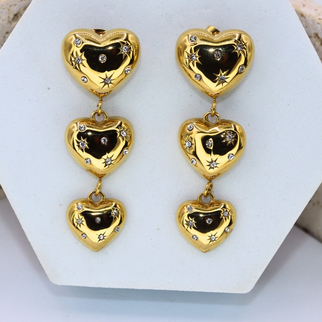 Trio Heart Earrings - Adorn-iq