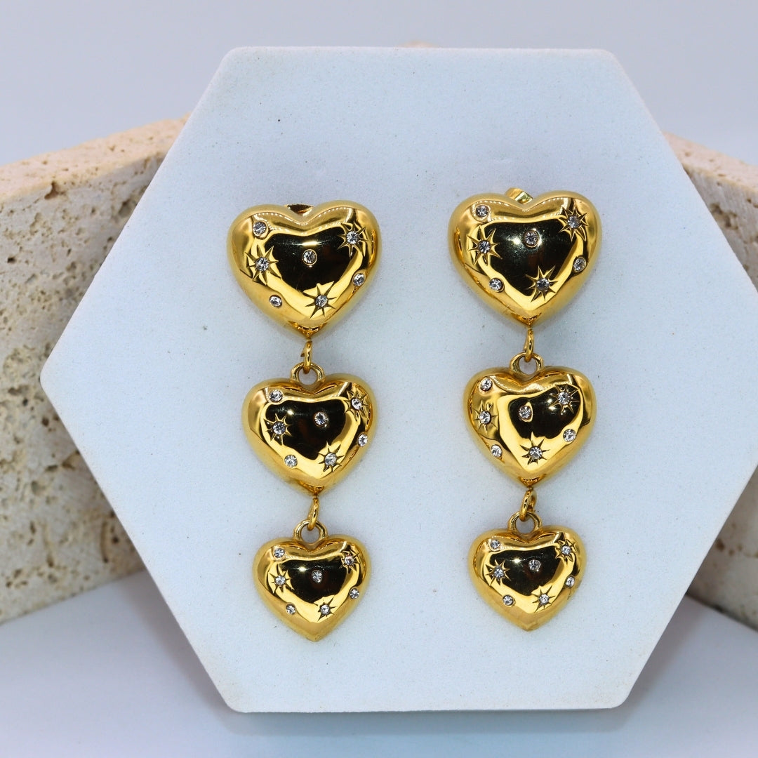 Trio Heart Earrings - Adorn-iq