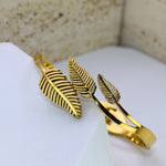Vintage Gold Leaf Bangle Bracelet - Adorn-iq