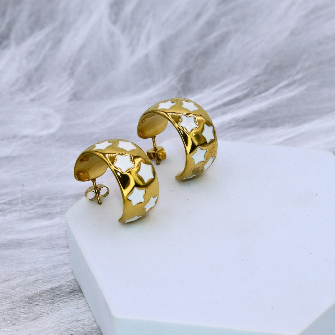White Star Half Hoops - Adorn-iq