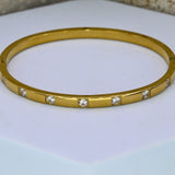 Zircon Gold Bangle Bracelet - Adorn-iq