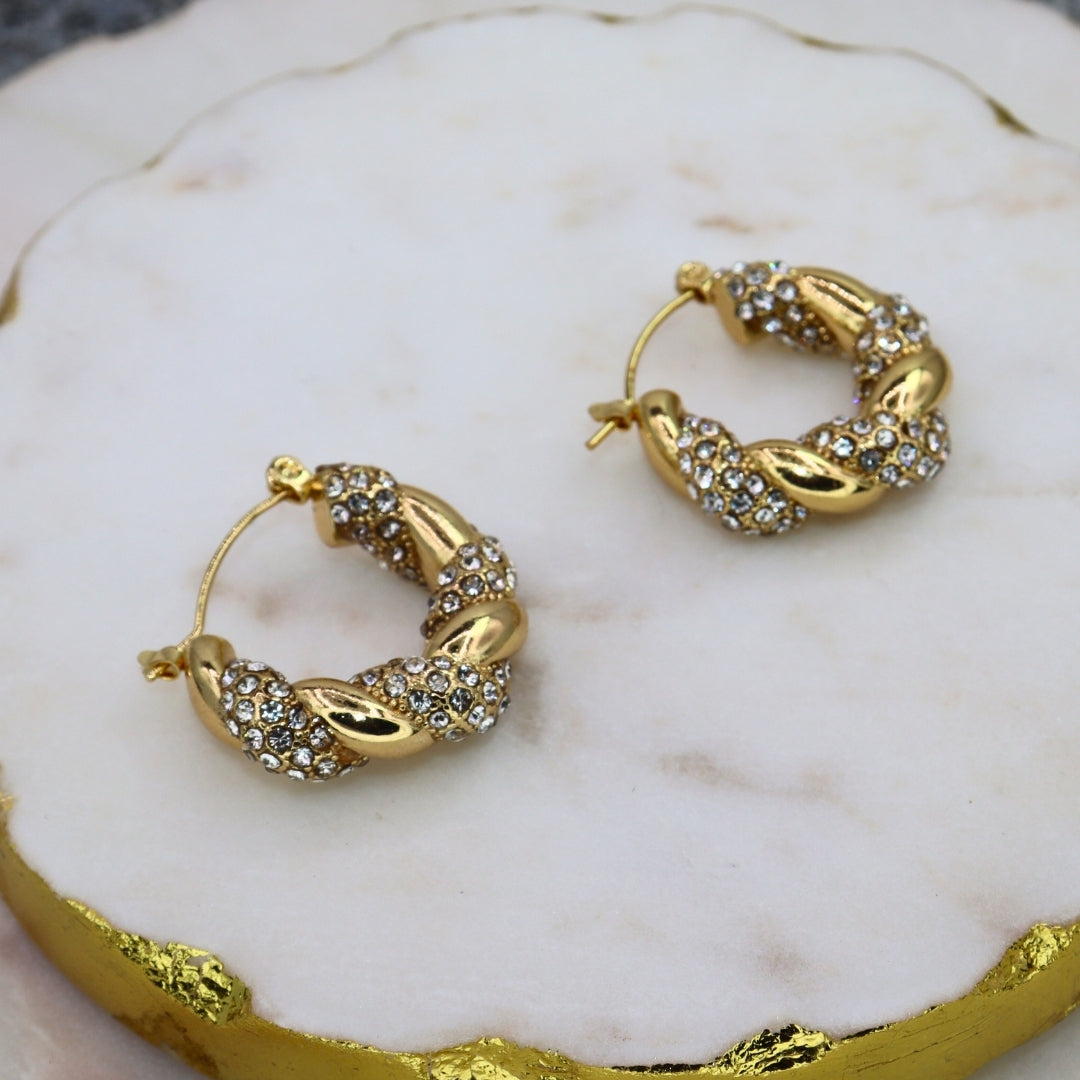 Zircon Twisted Hoops - Adorn-iq